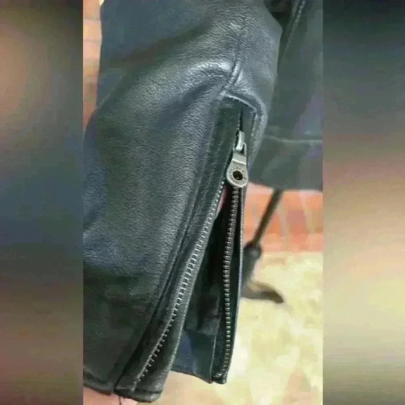 HARLEY- DAVIDSON WOMENS BLACK LEATHER #1 BIKER FLAG EMBLEM RARE JACKET SIZE MED - Picture 5 of 15